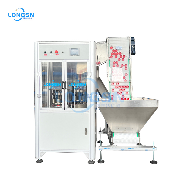 Automatic plastic cap slitting folding machine