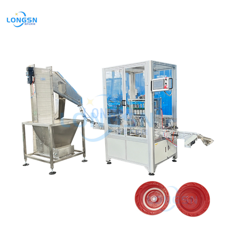 Fully automatic plastic jerrycan oil cap assembly machine inner parts inserting cap machine gasket/wad/liner insertion machine